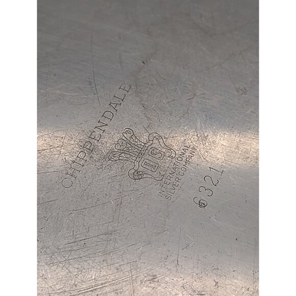 Vintage Chippendale Silver Plate Serving or Trinket Tray, Scallop Edge, 10.75" - Picture 13 of 17